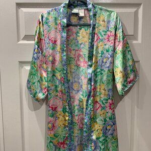 Sleep Solutions Women's Floral Satin Robe, Size Medium